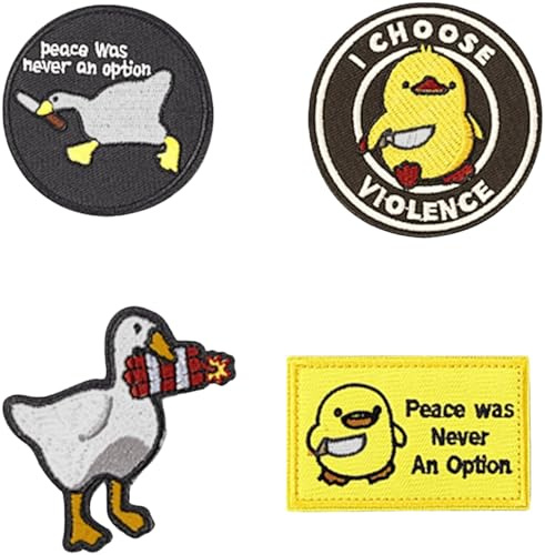 AIZHAZHA 4 Stück Patches Klett, Klett Patch Lustig, Süße Tier Patch Ente, Lustige Patches Klett Aufnäher Ente für Rucksack, Hundegeschirr, Kleidung, Hüte, Jacken