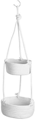 NihaoWXM 1/2/3-stöckiger Hängekorb aus Baumwolle, Seil gewebter Korb, Obstschaukel, Schüssel, Gemüseregal, Präsentationsständer, Aufbewahrungskorb for die Küche HäNgender Obstkorb(2)