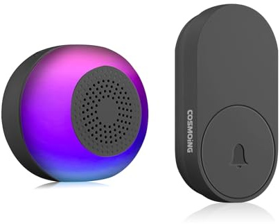 Wireless Doorbell IP66 Waterproof 59 Chimes 760 Feet 115dB with Volume Levels Mute Mode & 6 LED Flash Doorbell Ringer Wireless for Kids Bedroom Home Classroom Apartment Hearing-Impaired