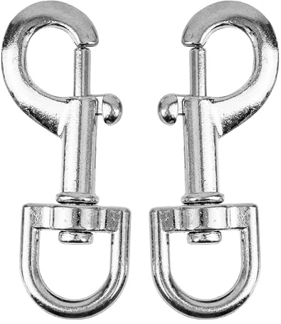 Karabiner für Drehgelenk, 2 Stück, in Silbern, Größe 2, für Hundehalsband, Hundeleine, Karabinerhaken mit abgerundetem Wirbel, Schnalle Schlüsselbund Gurtband, Schlüsselanhänger Drehkopf Paracord