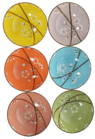 Amosfun Ceramic Rice Bowls Set Pcs Japanese Style Cereal Bowl for Soup Noodles Fruit Salad Snowflake Design Dinnerware