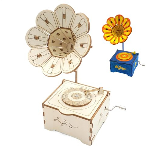 Modèle de Gramophone en Bois,Puzzle de Gramophone en Bois | Modèle de gramophone fait à la main,Jouet de construction de modèle de Gramophone d'instrument de musique, artisanat de mains pour la décora