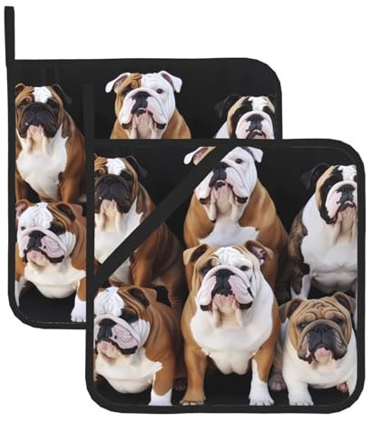 Topflappen für die Küche, hitzebeständig, englische Bulldoggen, heiße Pads für Arbeitsplatten, Ofen, Topflappen zum Kochen, Backen, Küche, heiße Matte, Untersetzer, 20,3 cm, 2 Stück