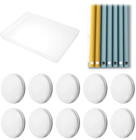 10 Pezzi Pesi Magnetici per Tende Rotondo, Calamite per Tende da Interno, Fermatende Calamita Bianco per Tovaglia, con 1 Scatola di Plastica, Pesi Delle Tende per Doccia Finestra Tenda