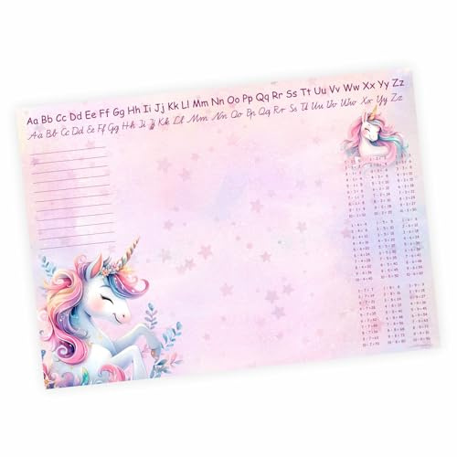 Papier A3 Schreibtischunterlage | Notizblock 50 Blatt Malunterlage am Fuß geleimt Schreibtisch Auflage (Einhorn)