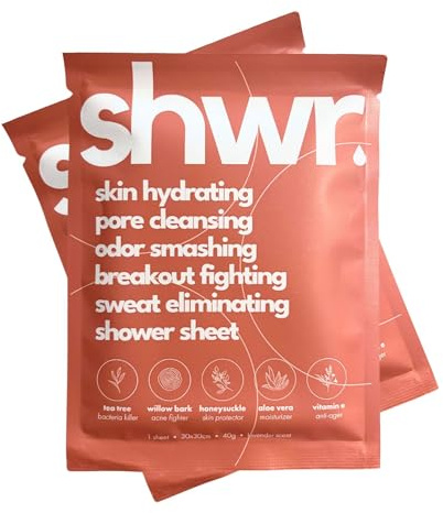 Shower Sheet Body Wipes, Individually Wrapped, Extra Large 12x12, Pack of 10, for Gym Bag or Day Pack