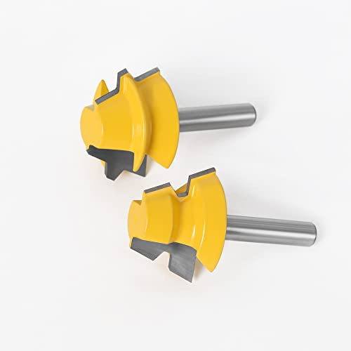 Routeur à onglet de verrouillage à tige de 8mm, colle à 22.5 degrés, jeu de mèches de routeur de menuiserie, coupe-Tenon for outils de travail du bois, 2 pièces(12.7mm shank)