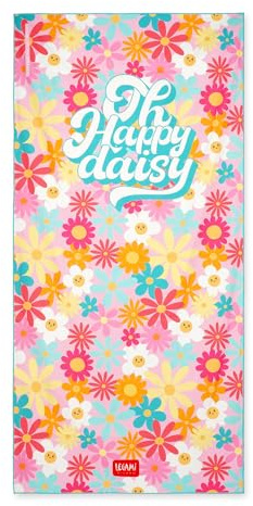 Legami - Toalla de Playa Ligera, Toalla de Playa de Microfibra, Toalla de Playa compacta, Resistente a la Arena, de Secado rápido, ultraabsorbente, Ahorra Espacio, 85 x 180 cm, Daisy