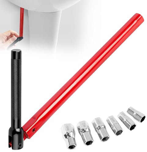 ZONJIE Tap Spanner, 5pcs Faucet Wrench Tool, Water Pipe Wrench with Comfortable Grip, Adjustable Tap Spanner Set, Box Spanners for Taps Metric Metal Hand Thread Taps for Bathroom Kitchen Sink 8-12mm