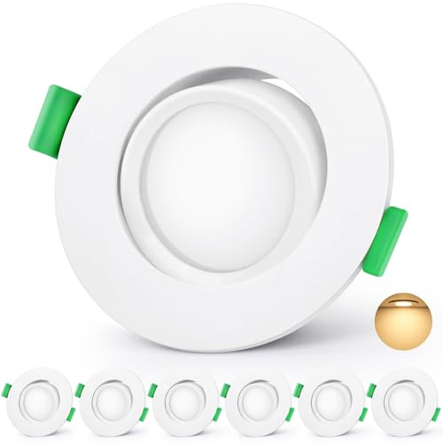 GeyouLux LED Einbaustrahler 230V IP44, 5W 600LM 2700K Warmweiß Deckenspots