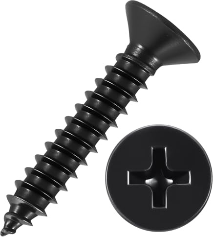 Kozelo 50pcs Phillips Wood Screws #8x1 304 Stainless Steel Black | Flat Head Countersunk Self Tapping Screws for Furniture Assembly, Interior Trim, Outdoor Construction