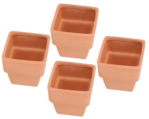 DECOMELODY 4 pezzi Vasi in Terracotta Quadrati per Piante Fioriere da Drenaggio per e