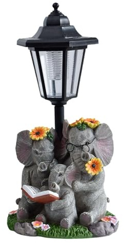 LOVIVER Statua di da Esterno, Scultura in Resina con luci solari, Regalo Moderno, Statuetta Decorativa per Animali, Ornamento per Cortile Esterno