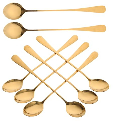 OUNONA 8 Cucharas Mezcladoras De Mango Largo Cucharas Largas Cucharillas De Acero Inoxidable