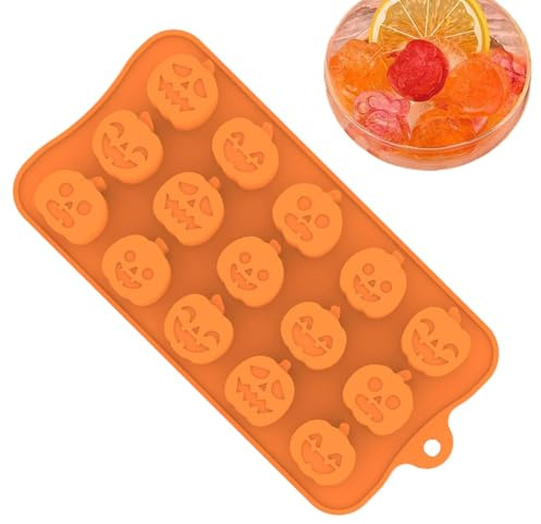 Ahuuen Moules en Silicone Halloween - Moules En Silicone Halloween Pour Pâtisserie - Maison 15 Cavités Onde Pour Décorations Patisserie Mini Gâteaux Cire Fondue Bougies Gelées,Fondant