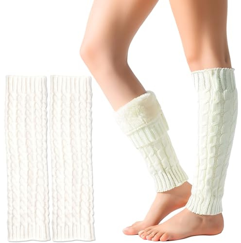 MOAZIFI Beinstulpen Damen Winter Warm – Flauschige Stulpen Damen mit Fleece Innenfutter, Weiche Elastische Beinwärmer, legwarmers, Geschenke für Frauen, Modische Leg Warmers für Herbst & Winter