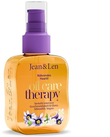 Jean & Len Huile capillaire Oil Care Therapy, pour cheveux secs & rêches, à l'huile de monoï & squalane, facilite le démêlage, apporte de la souplesse, sans silicones, végane, 100 ml