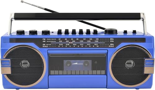 Reproductor de casete vintage, grabadora de casete de radio retro, reproductor de casete portátil con boombox de estilo clásico para el hogar, nostalgia y coleccionistas
