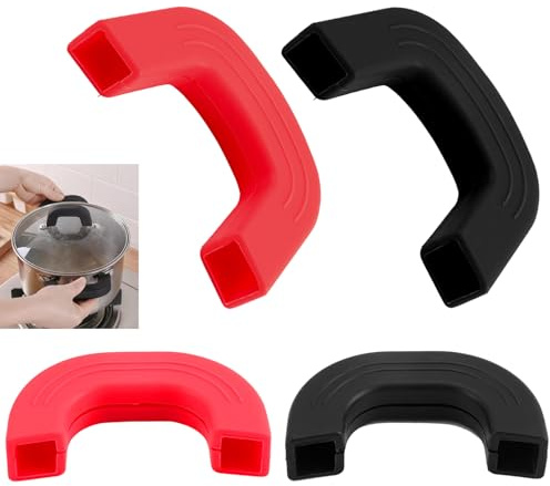 4 Pezzi Manici per Pentole - Presine da Cucina in Silicone - Antiscivolo e Resistenti al Calore, per Padelle, Wok, Protezione Mani