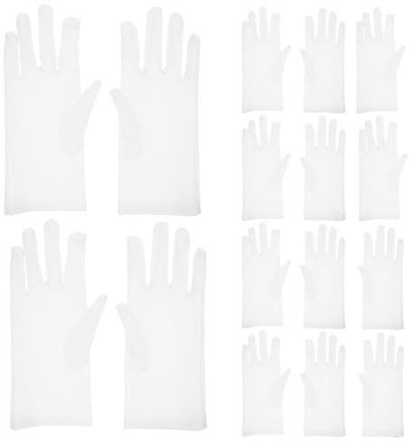 WRITWAA 8 Paar weiße Baumwollhandschuhe: Dünne Stoffhandschuhe für die Schmuckhandhabung, wiederverwendbare Handschuhe für Damen und Herren zur Prüfung von Foto-, Münz- und Filmarbeiten