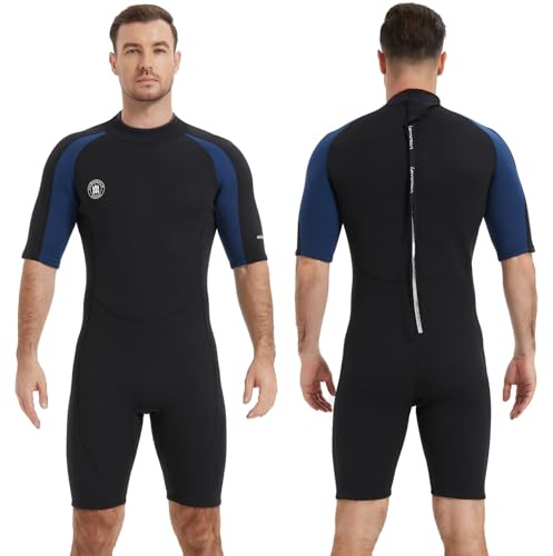 Lemorecn Wetsuits Mens Premium Neoprene Diving Suit 3mm Shorty Jumpsuit(3035,M)