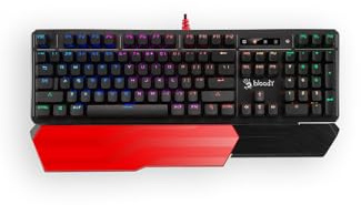 Bloody B975 Gaming Keyboard: Linear Optical Switch - Light and Instant Feedback | Fastest Keyboard Switches in Gaming | Water Resistant | RGB lighting | Detachable Wrist-Rest | Black