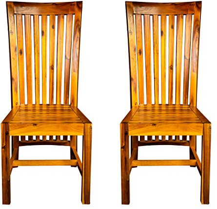 SAM® 2er Set Esszimmerstuhl Imke, Akazie-Holz, Holzstuhl für Esszimmer | pflegeleichtes Unikat