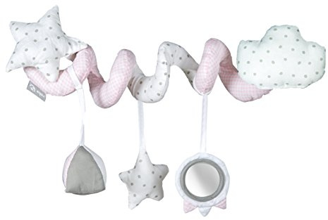 roba Spirale Passeggino Kleine Wolke, in Tessuto, Peluche, Gioco per Bambini, Materiale Morbido e Sostenibile, da Apporre su Carrozzine, Box e Lettini, Rosa