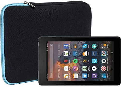 Slabo Tablet Tasche Schutzhülle für Amazon Fire 7-Tablet mit Alexa (17,7 cm 7) Hülle Etui Case Phablet aus Neopren – TÜRKIS/SCHWARZ