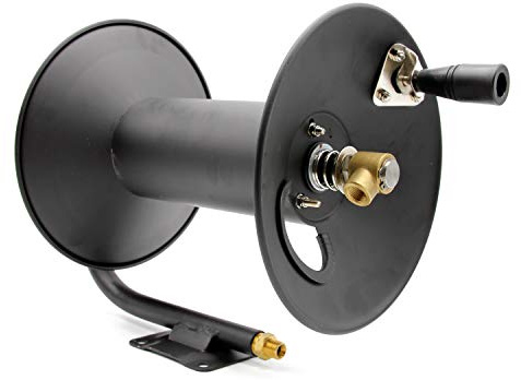 Equip2clean Pressure Washer Hose Reel | Holds 30m / 100ft | 3/8 High Pressure Hose, Manual Hand Crank, Full Flow Swivel Joint, 275 Bar Rated, Hose Storage Solution, Pressure Washer Accessories
