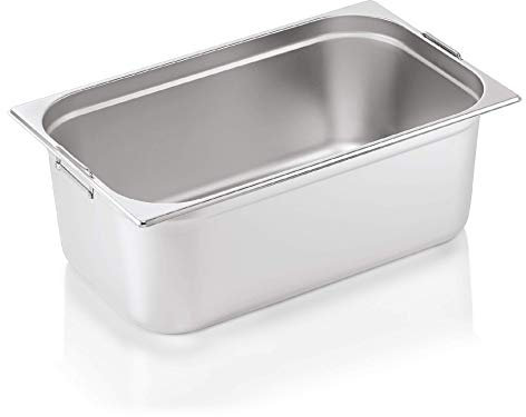 GN Behälter mit Fallgriffen -GN1/1- Container Gastronorm Pans aus Edelstahl, ideal als Sous Vide Behälter, Kombidämpfer, Chafing Dish Einsatz