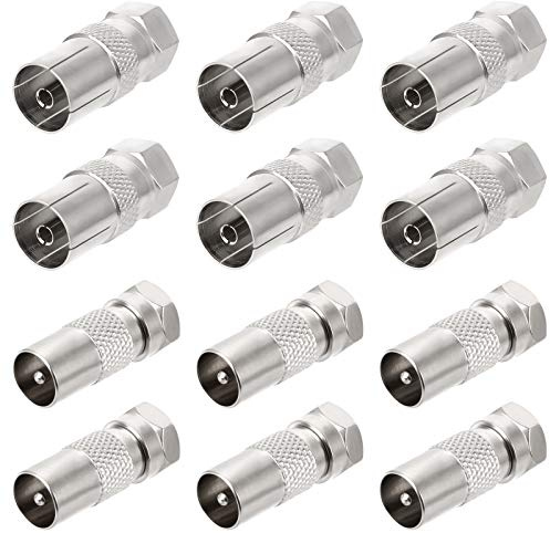 12Pcs TV Antennenadapter Sat Antenen Adapter Koax Stecker Koax Kabel Adapter Sat Adapter Kupplung (6X auf IEC Antennenstecker, 6X auf Antennenbuchse) für Horizon-Box 3D 4K Ultra HD