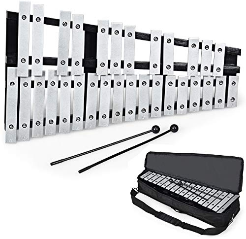 RELAX4LIFE 30 Noten Xylophon, Glockenspiel mit 2 Schlägel und Tragetasche, Musikinstrument für Kinder & Jugendliche & Erwachsene, Musikspielzeug mit Klappfunktion, Handpercussion aus Holz und Alu