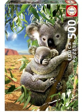 Educa 18999, Koala mit Baby, 500 Teile Puzzle für Erwachsene und Kinder ab 10 Jahren, Australien, Tierpuzzle