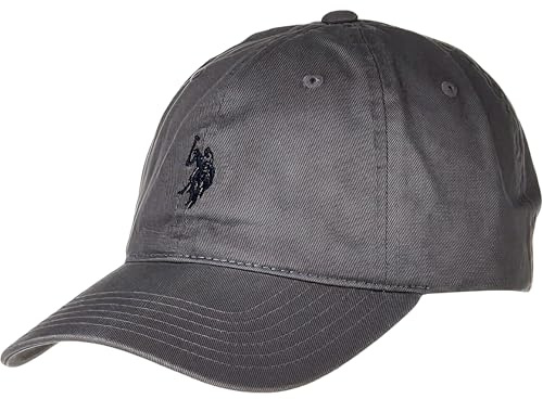 U.S. POLO ASSN. Herren Mens Washed Twill Cotton Adjustable Baseball Hat with Pony Logo and Curved Brim Baseballkappe, grau dunkel, Einheitsgröße
