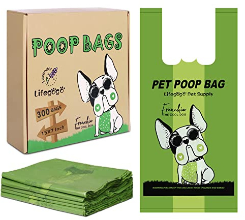 Dog Poo Bags with Tie Handles - 300 x Extra Thick & Leak-Proof Dog Waste Bags Lavender-Scented for Medium-Large Doggy