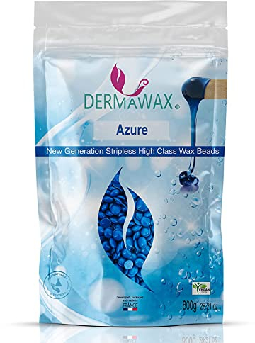 800 Gramm Dermawax Azure Wachs- Vegan Wachsperlen zur Haarentfernung Brazilian Waxing Intim Bikinizone Achseln Rücken Enthaarung ohne Vliesstreifen (0,8 kg, Azure)