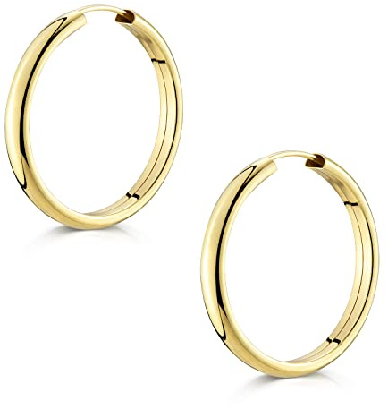MATERIA by Matthias Wagner Gold Creolen Damen 4mm breit - 925 Silber Ohrringe 25-48mm Durchmesser