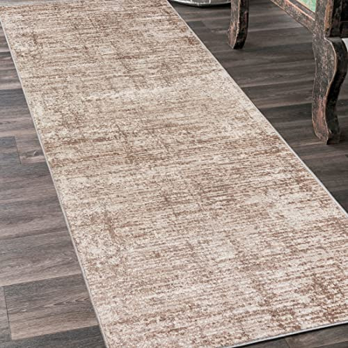 Mazovia Läufer Flur 70x100cm Creme Abstrakt Weich Pflegeleicht Kurzflor | Teppichläufer für Küche Waschküche Schlafzimmer Beige Fußbodenheizungsgeeignet Reinigungsmittelbeständig Verkauf pro Meter
