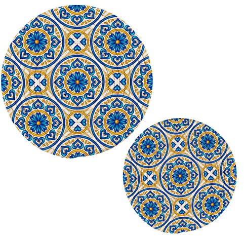 Kcldeci Lot de 2 dessous de plat en céramique marocaine pour plats chauds, casseroles, bols, théières, etc