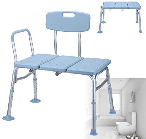 LARS360 Siège de baignoire pour personnes âgées - Réglable en hauteur - Avec dossier et accoudoirs - Antidérapant - Pour adultes jusqu'à 150 kg, Type B, LARS-(HAG1334), Bleu Ciel