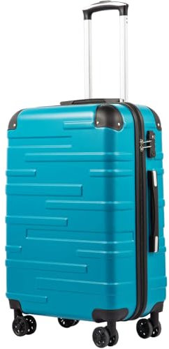COOLIFE Hard Shell Suitcase with TSA Lock and 4 Spinner Wheels Lightweight Durable (Turquoise Green, M(67cm 60L))