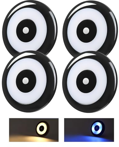 acegoo 12V LED Lampen Wohnmobil Deckenleuchte Zwei Farbe (3000K/Blaues Nachtlicht) mit Dimmschalter für Boot Yacht Wohnwagen Camper, PC-Material Dimmbar Aufbauleuchte 4Pcs Schwarz Innenbeleuchtung