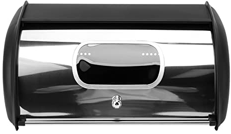 WBTY Bread Box for Kitchen Countertop, Bread Holder Bread Bin Bread Storage Container with Roll Up Lid, 13.6x9.1x5.7in (Black)