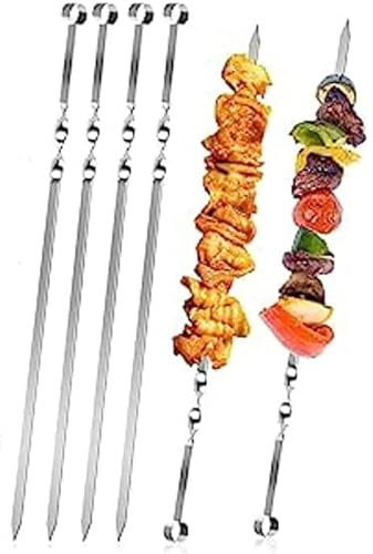 Spieße zum Grillen, lange, flache Grillspieße, Kabob-Metallspieße, Edelstahl-Shish-Kabob-Sticks (30 Spieße) (53 cm)
