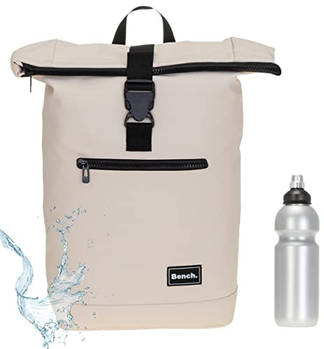 Rucksack Kurierrucksack Bench Hydro Plane 64175 1600 Beige Pastell + f | Roll-Top Laptoprucksack Fahrradrucksack A4 Herren Damen + Trinkflasche