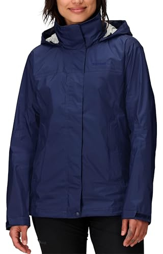 Marmot Mujer PreCip Eco Jacket Chaqueta impermeable para lluvia, chubasquero transpirable con capucha, cortaviento ligero hardshell para senderismo y bicicleta, Arctic Navy, S