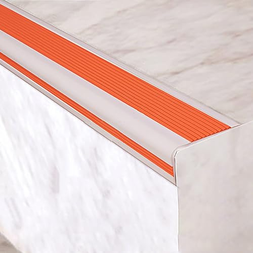 Treppenkantenprofil Selbstklebend Treppenprofil L-Form Flexible Gummistufen Treppen-Kantenprofil Selbstklebend Kantenschutzprofil Wasserdicht Eckenschoner für Außen- und Innentreppen. ( Color : Orange