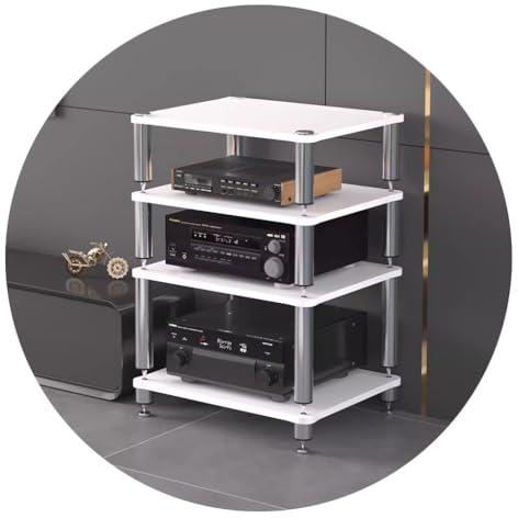 HiFi-Rack AV-Regal 4-stufiger TV-Ständer HiFi-Verstärkerschrank Weiß MollyYou 49 * 48 * 81cm (4 Tier)