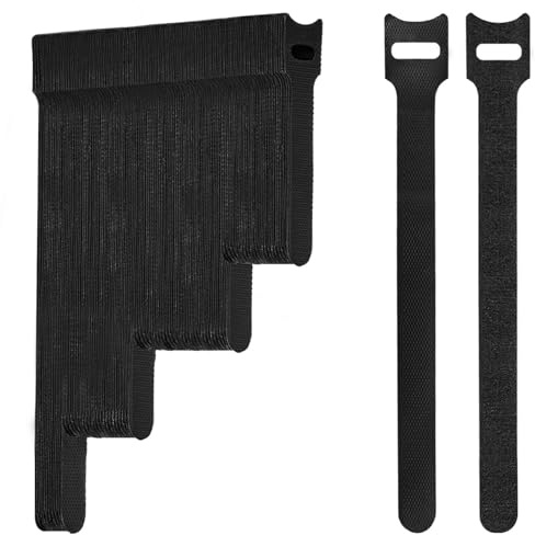 WSZJINB 120 Stück Klett Kabelbinder Wiederverschließbar, Schwarz Kabel Klettband Klettkabelbinder Wiederverwendbar, Kabelklett Klettverschluss Band für Kabelmanagement, Cable Organizer